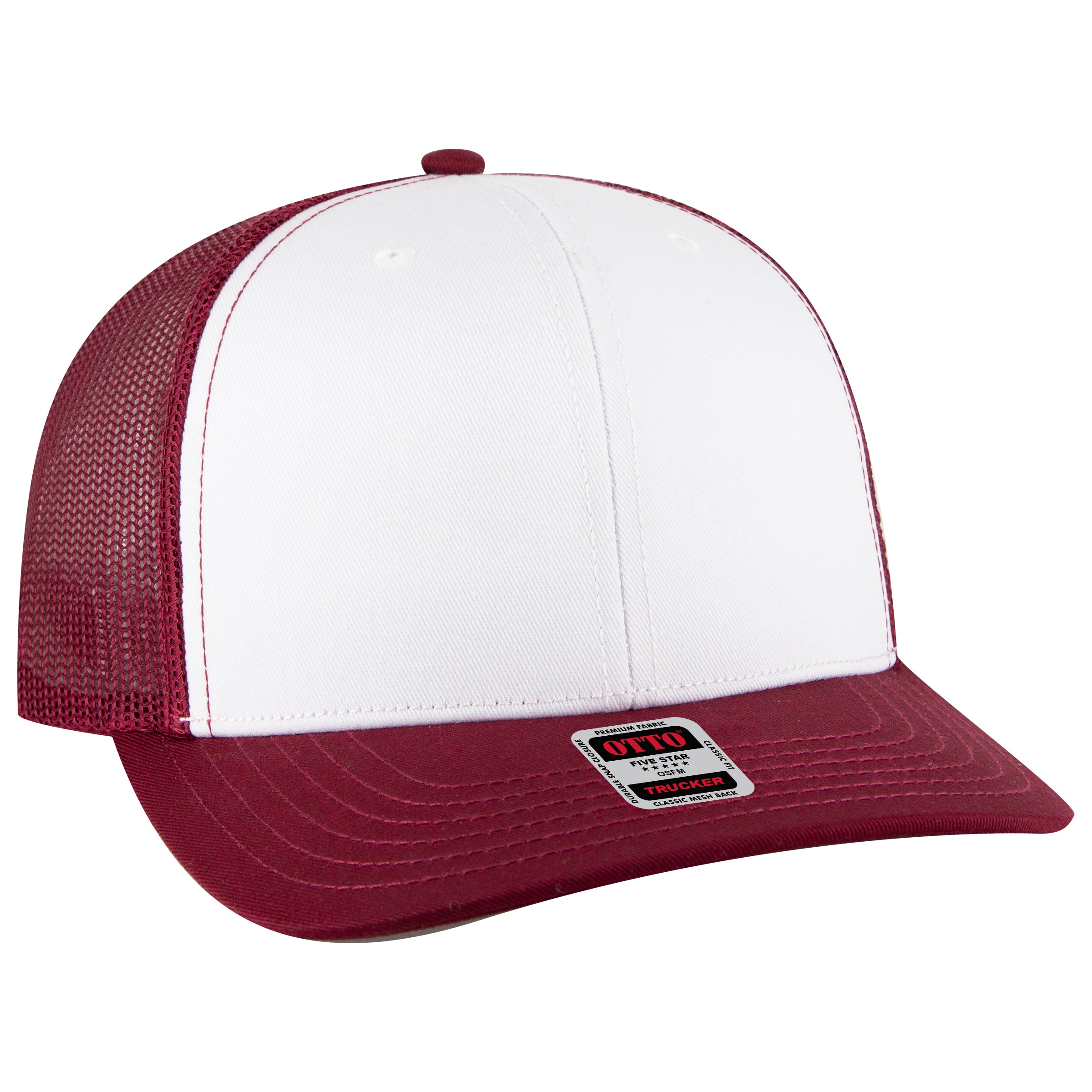 112-1 OTTO Cap 6 Panel Mid Profile Mesh Back Trucker Hat