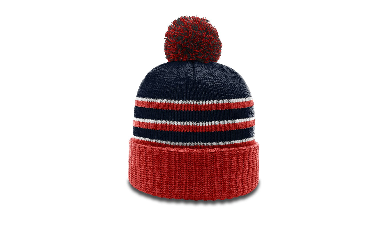 Richardson 134 Striped Beanie with Cuff &amp; Pom