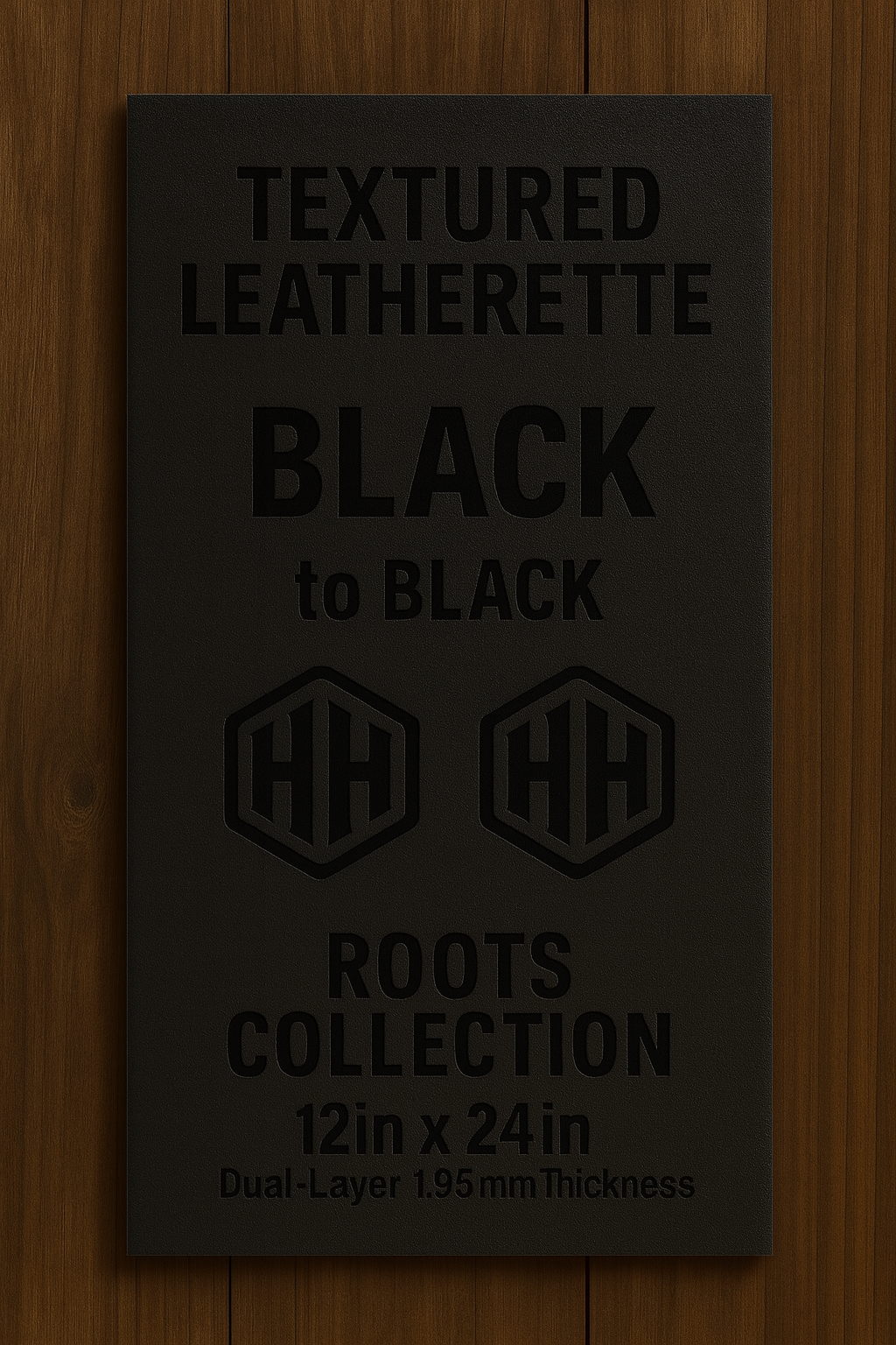 Black textured leatherette sheet, dual-layer, 12"x24", ~1.95 mm thickness.