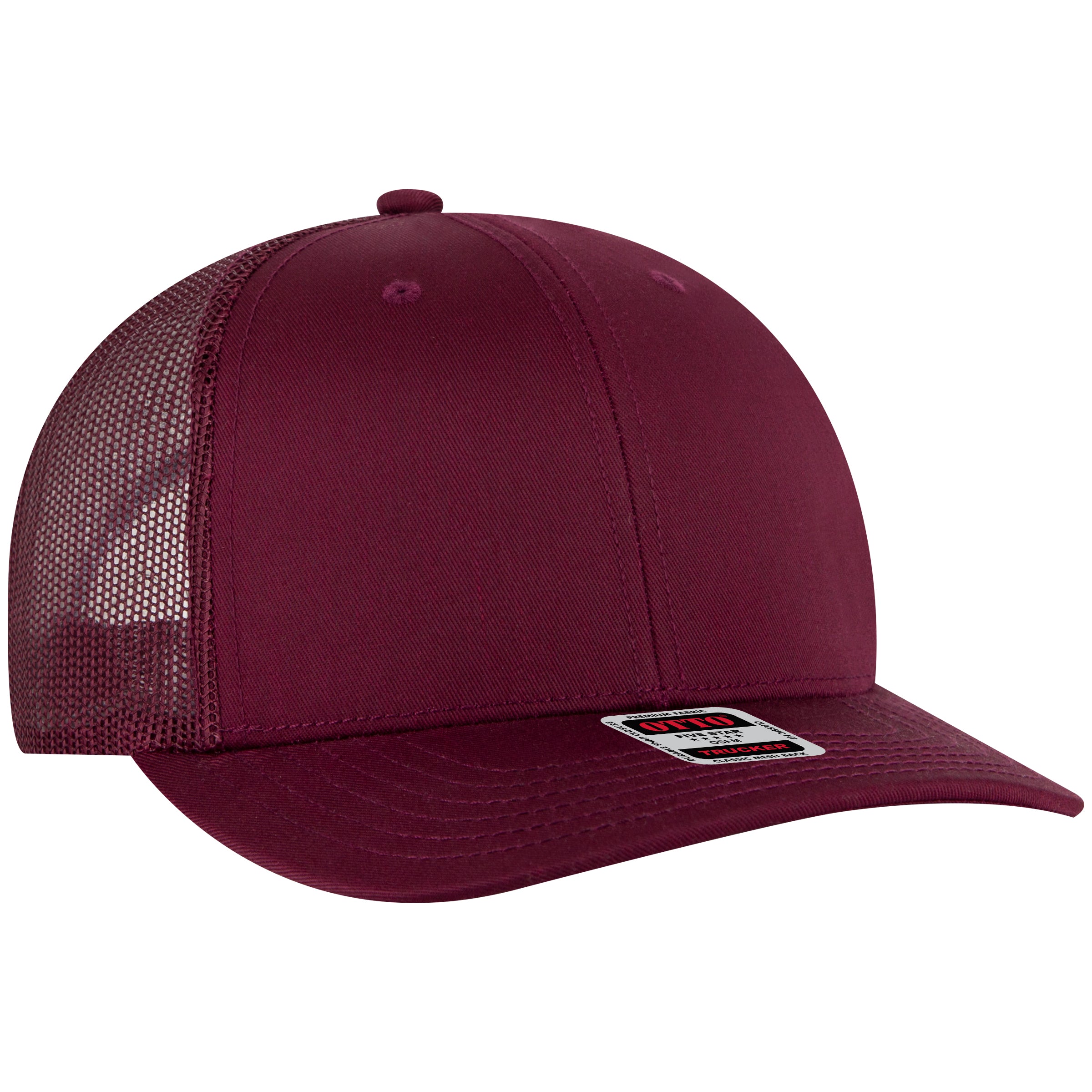 112-1 OTTO Cap 6 Panel Mid Profile Mesh Back Trucker Hat