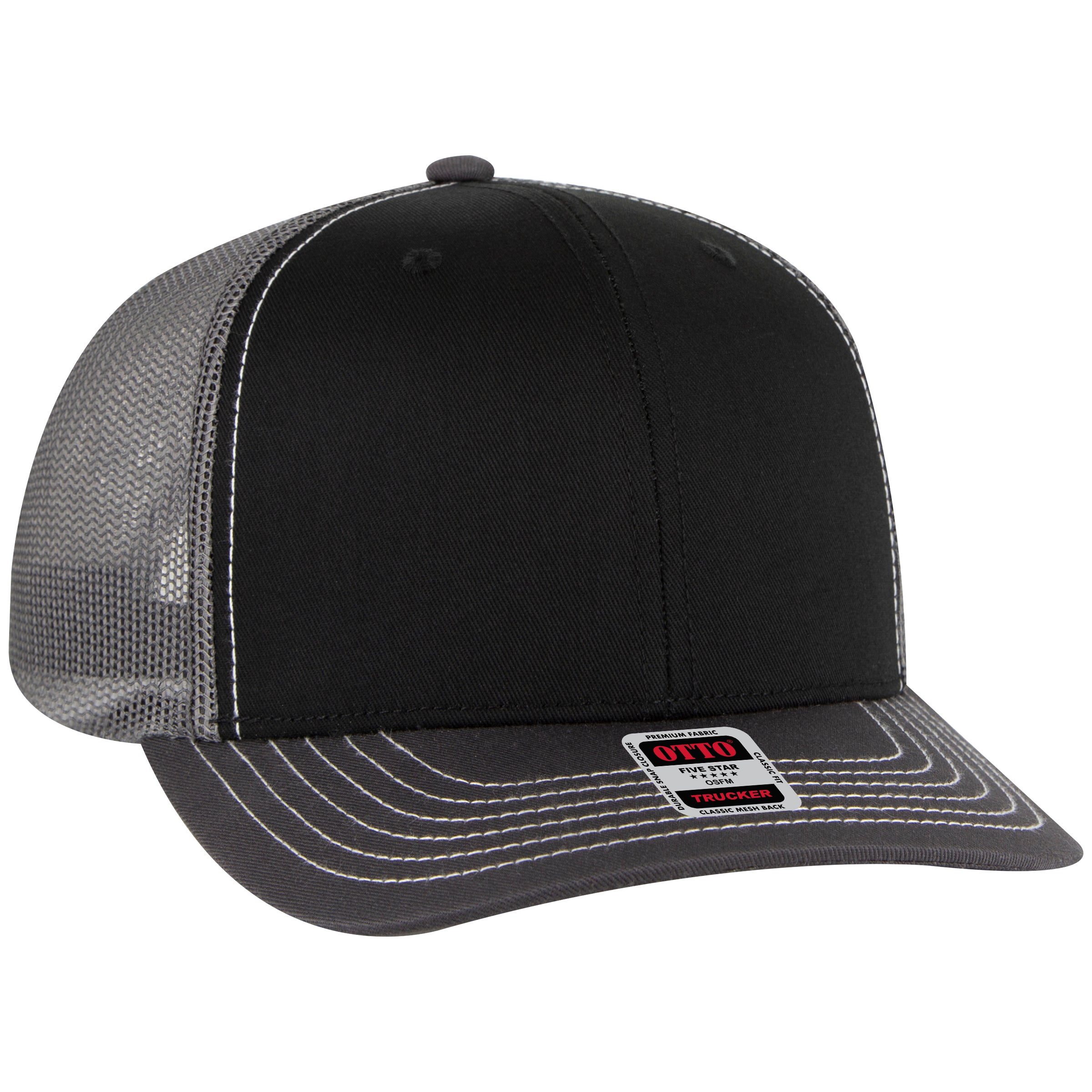 112-1 OTTO Cap 6 Panel Mid Profile Mesh Back Trucker Hat