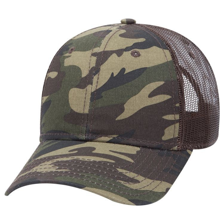 105-1247 OTTO CAP Camouflage 6 Panel Low Profile Mesh Back Trucker Hat