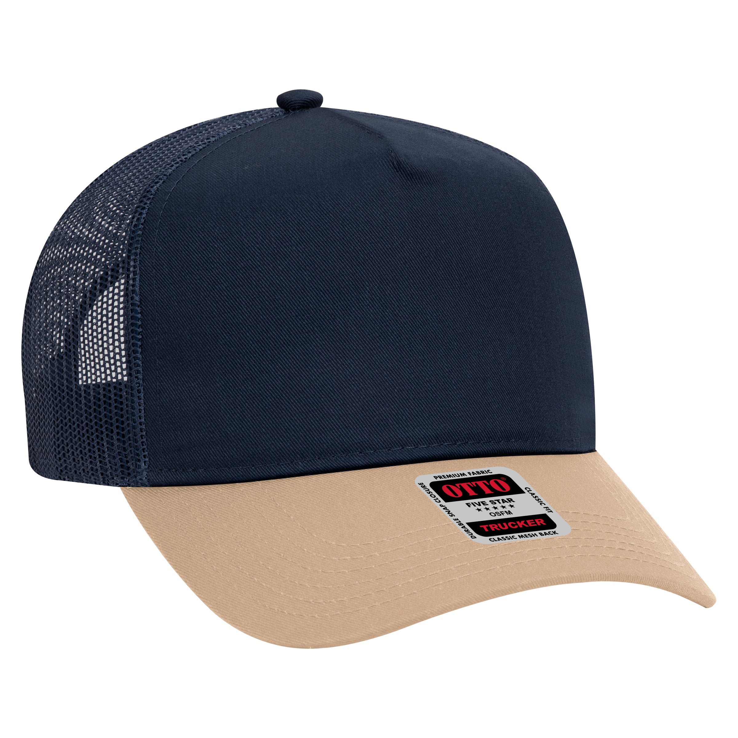 32-285 OTTO CAP 5 Panel Mid Profile Mesh Back Trucker Hat