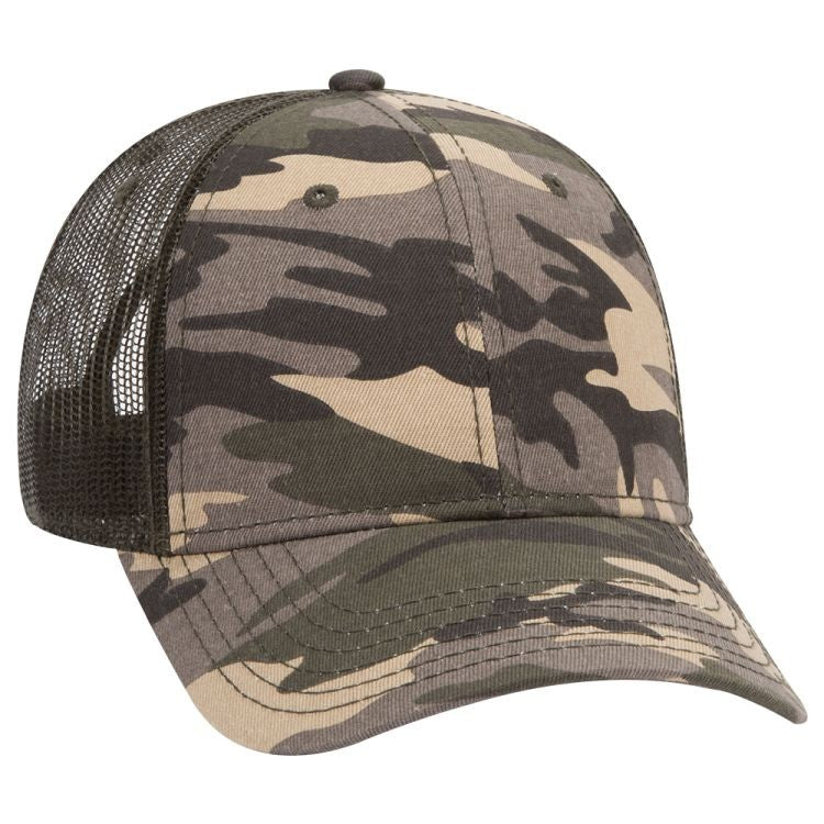 105-1247 OTTO CAP Camouflage 6 Panel Low Profile Mesh Back Trucker Hat