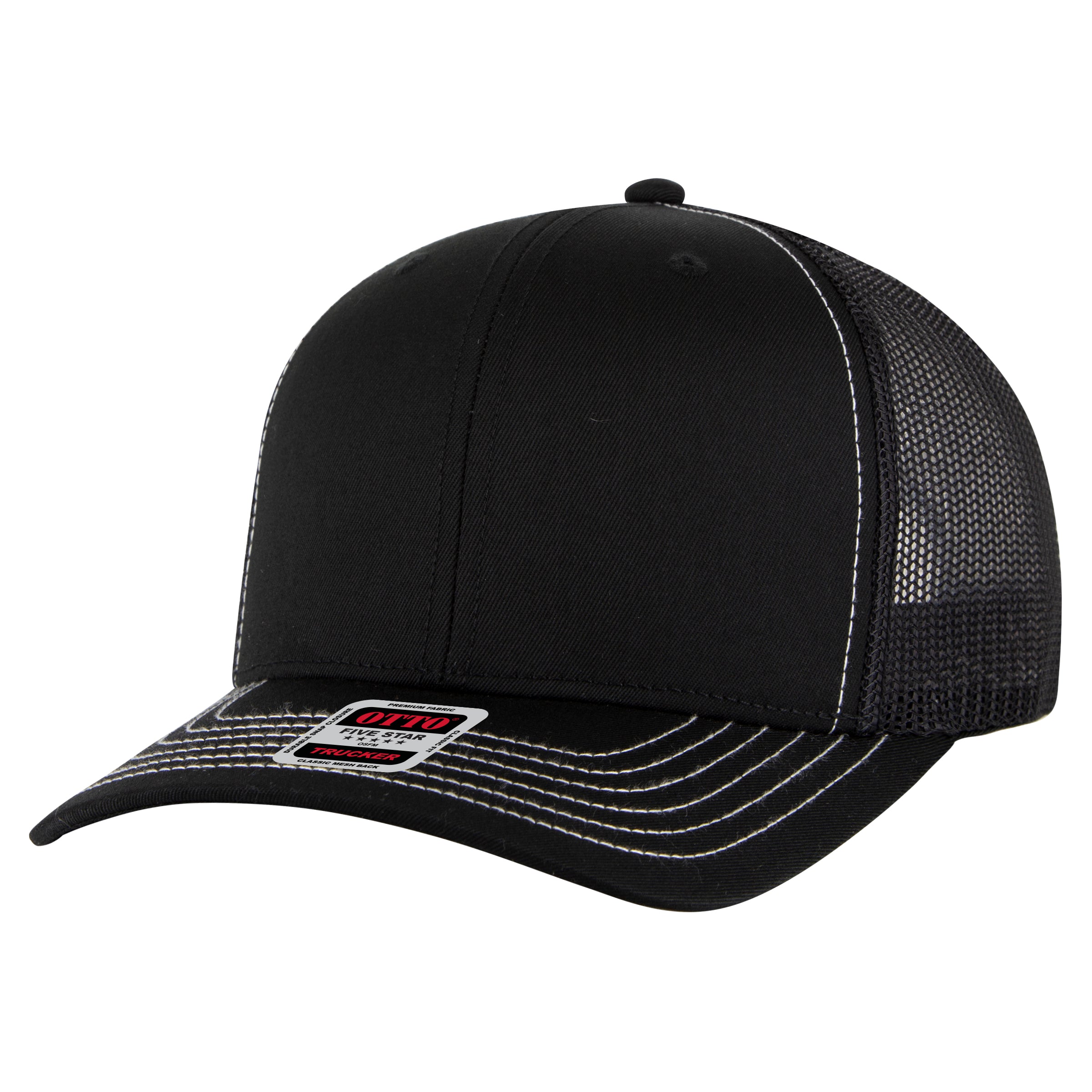 112-1 OTTO Cap 6 Panel Mid Profile Mesh Back Trucker Hat