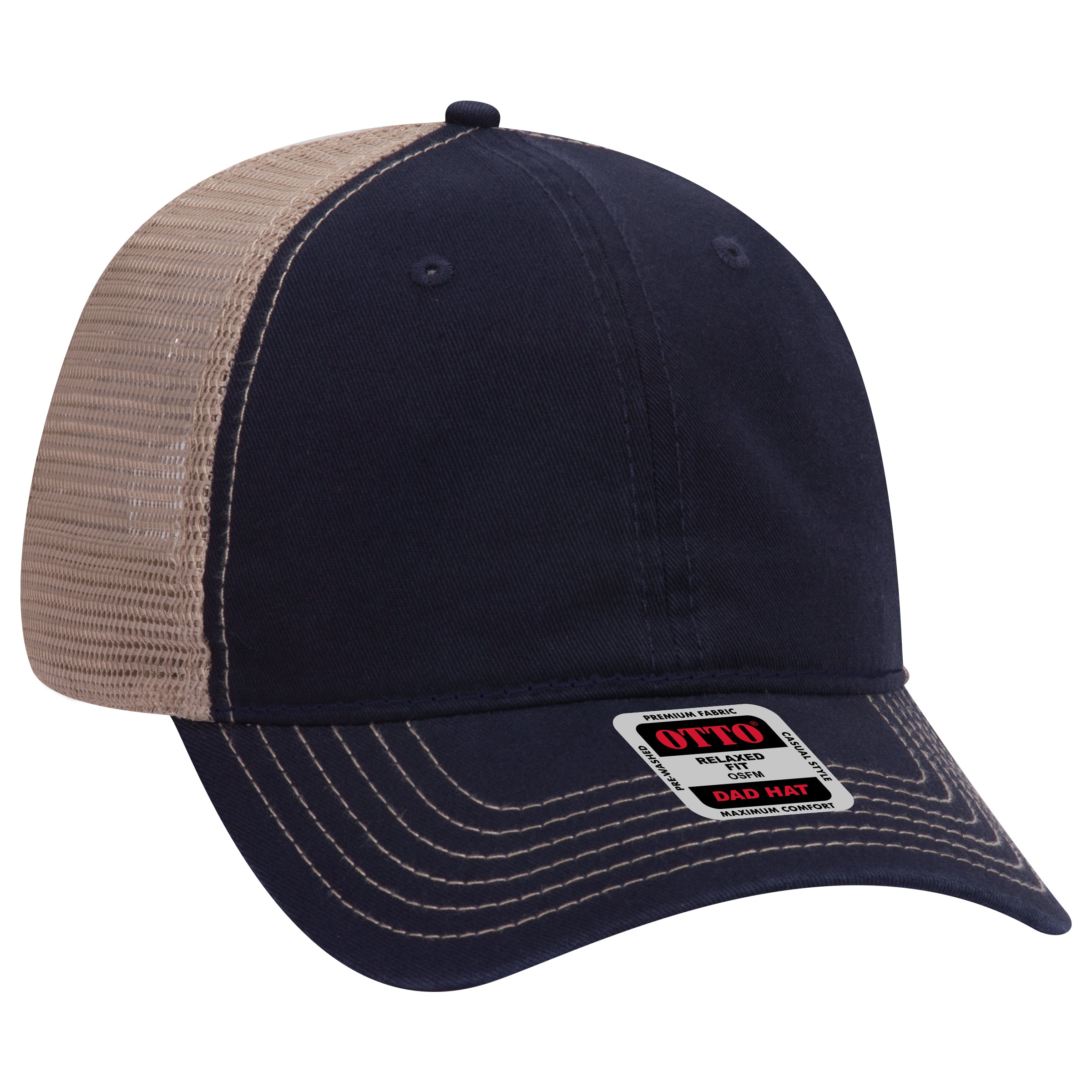 121-858 OTTO CAP 6 Panel Low Profile Mesh Back Trucker Dad Hat
