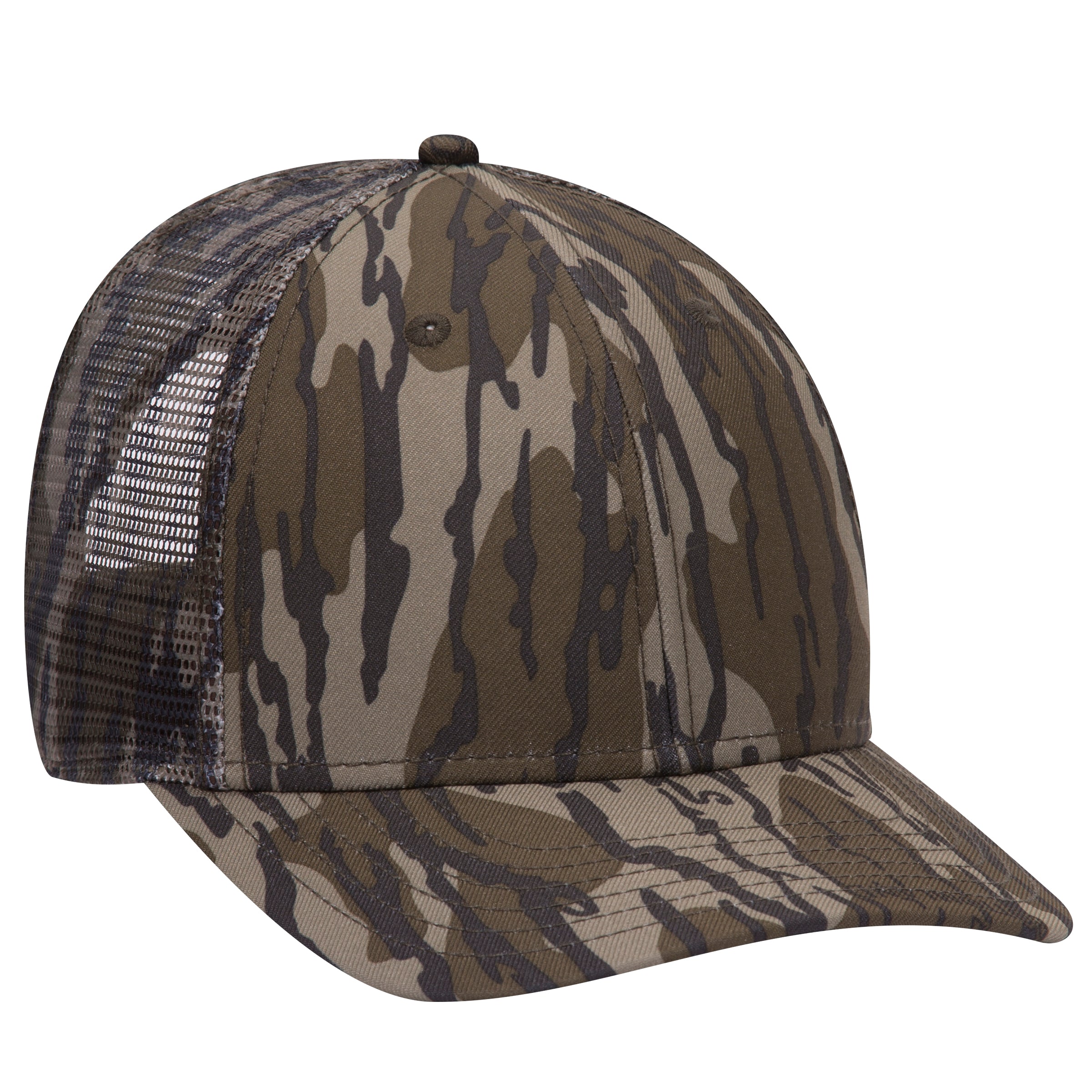 171-1292 OTTO CAP Mossy Oak Camouflage Superior Polyester Twill 6 Panel Low Profile Mesh Back Baseball Cap