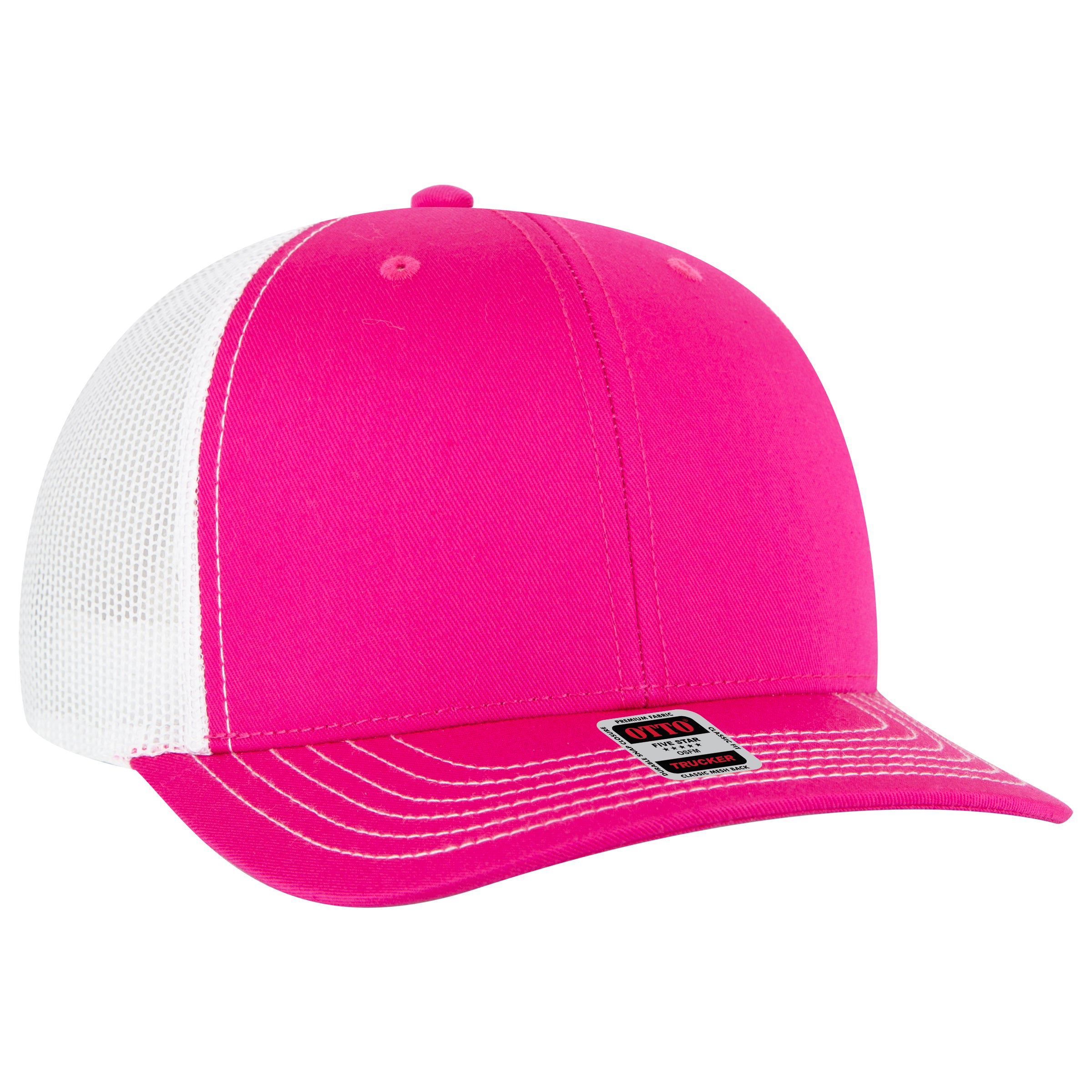 112-1 OTTO Cap 6 Panel Mid Profile Mesh Back Trucker Hat