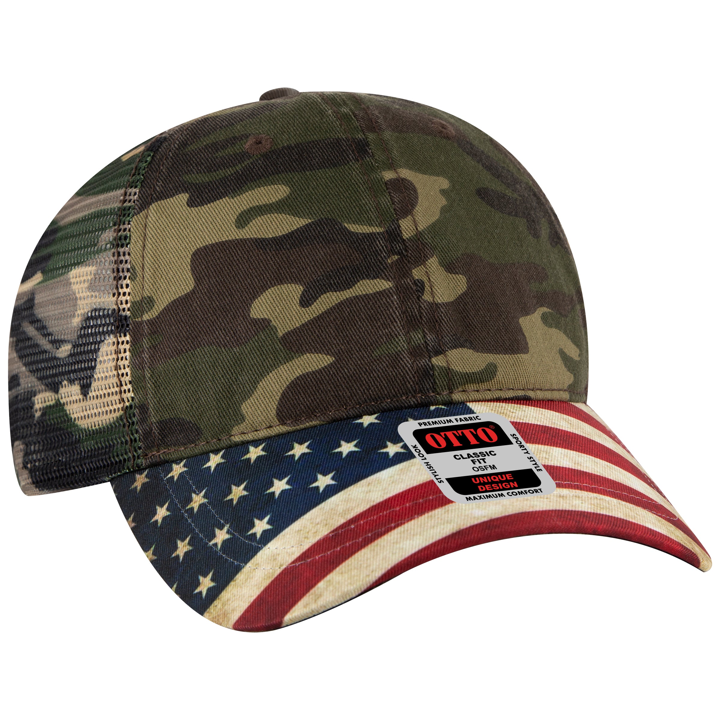 121-1281 OTTO CAP 6 Panel Low Profile Mesh Back Trucker Dad Hat