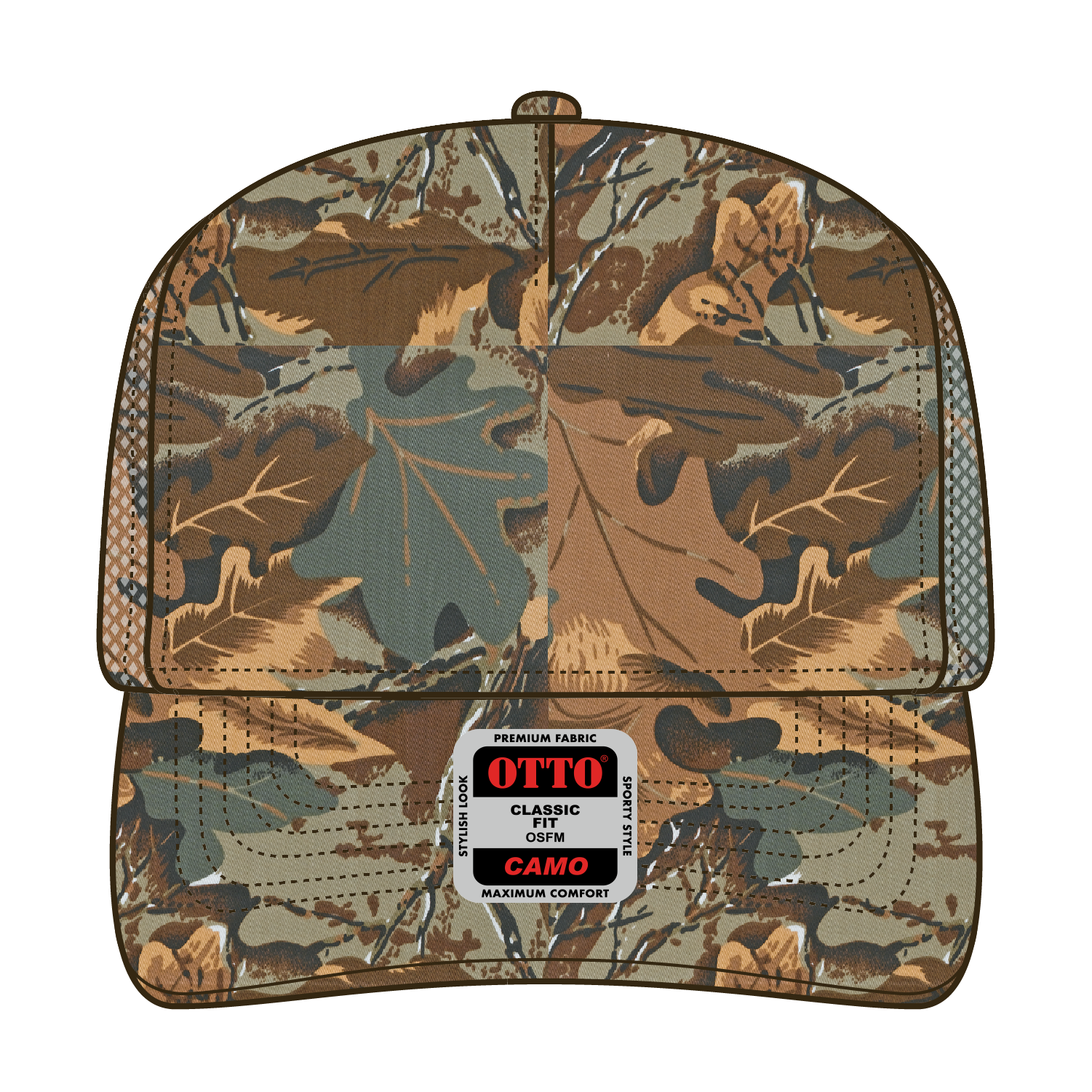 47-049 OTTO CAP Camouflage 5 Panel Mid Crown Mesh Back Trucker Hat
