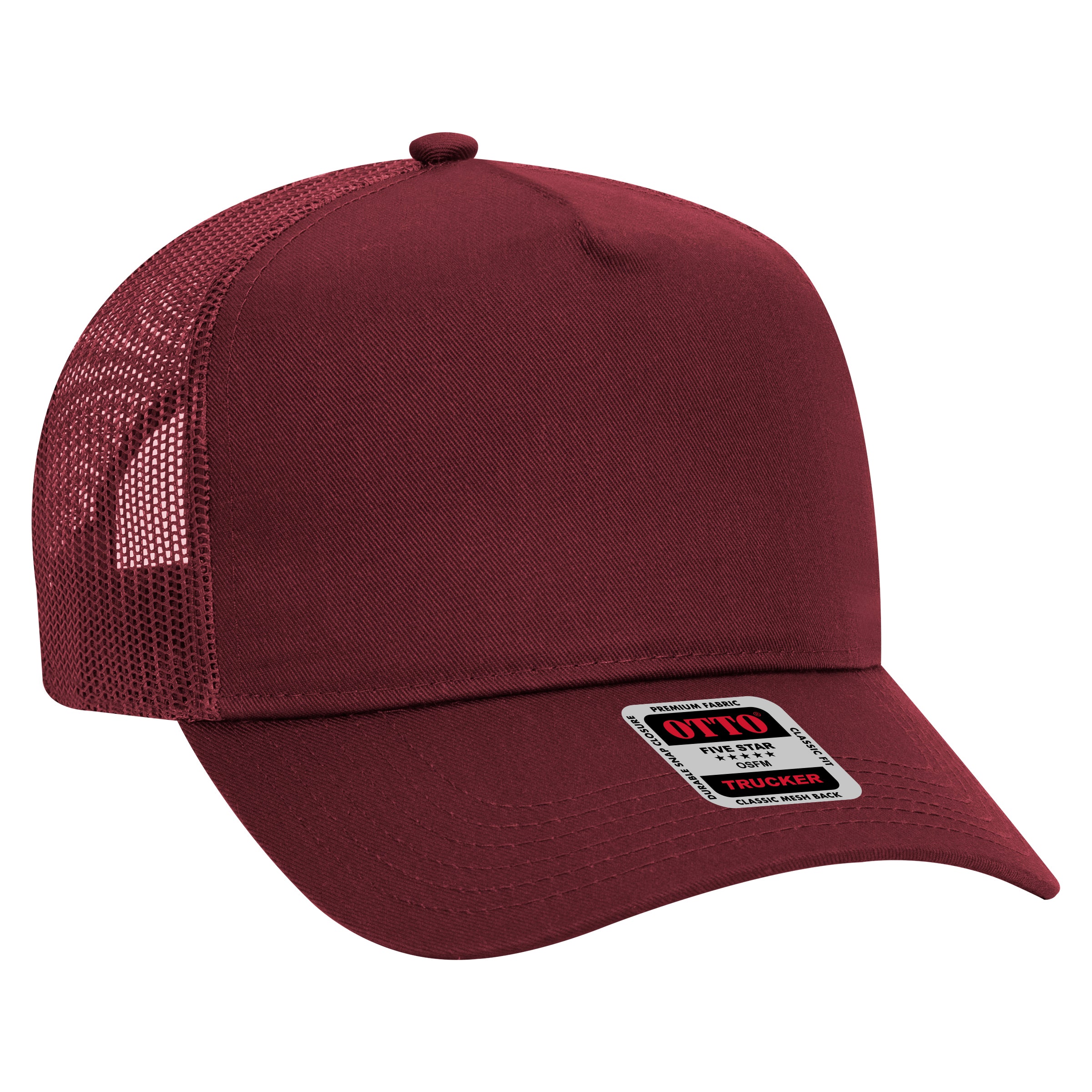 32-285 OTTO CAP 5 Panel Mid Profile Mesh Back Trucker Hat