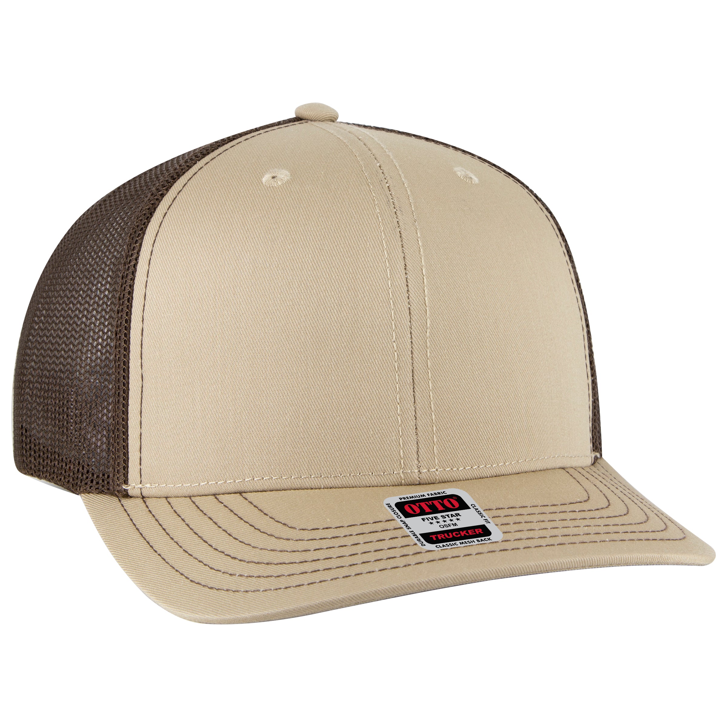 112-1 OTTO Cap 6 Panel Mid Profile Mesh Back Trucker Hat