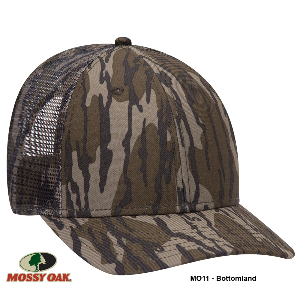 171-1292 OTTO CAP Mossy Oak Camouflage Superior Polyester Twill 6 Panel Low Profile Mesh Back Baseball Cap