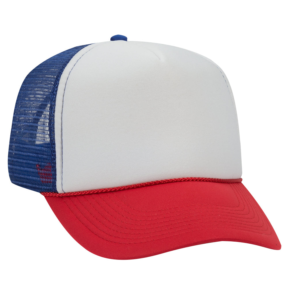 32-467 OTTO CAP 5 Panel Mid Profile Mesh Back Trucker Hat