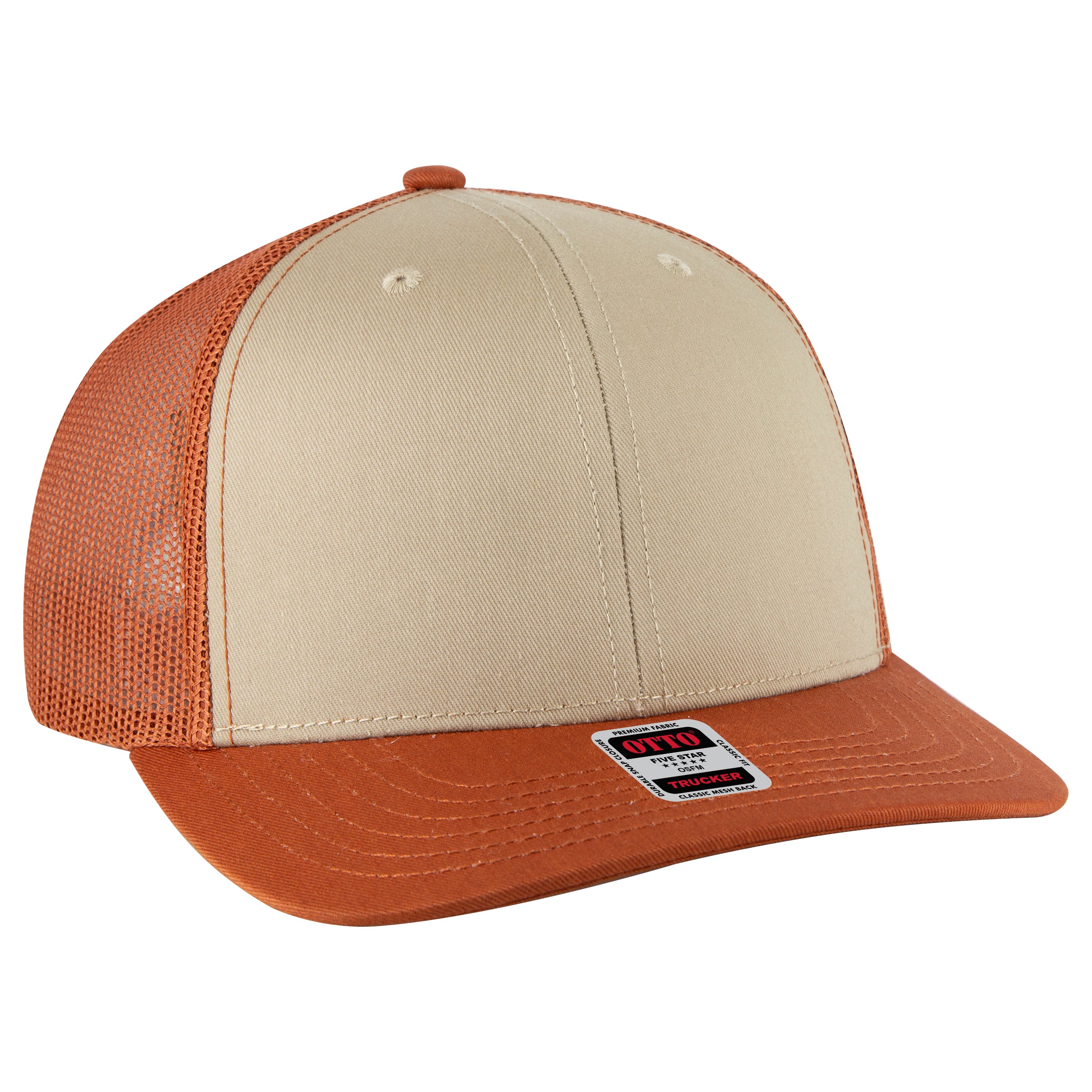 112-1 OTTO Cap 6 Panel Mid Profile Mesh Back Trucker Hat