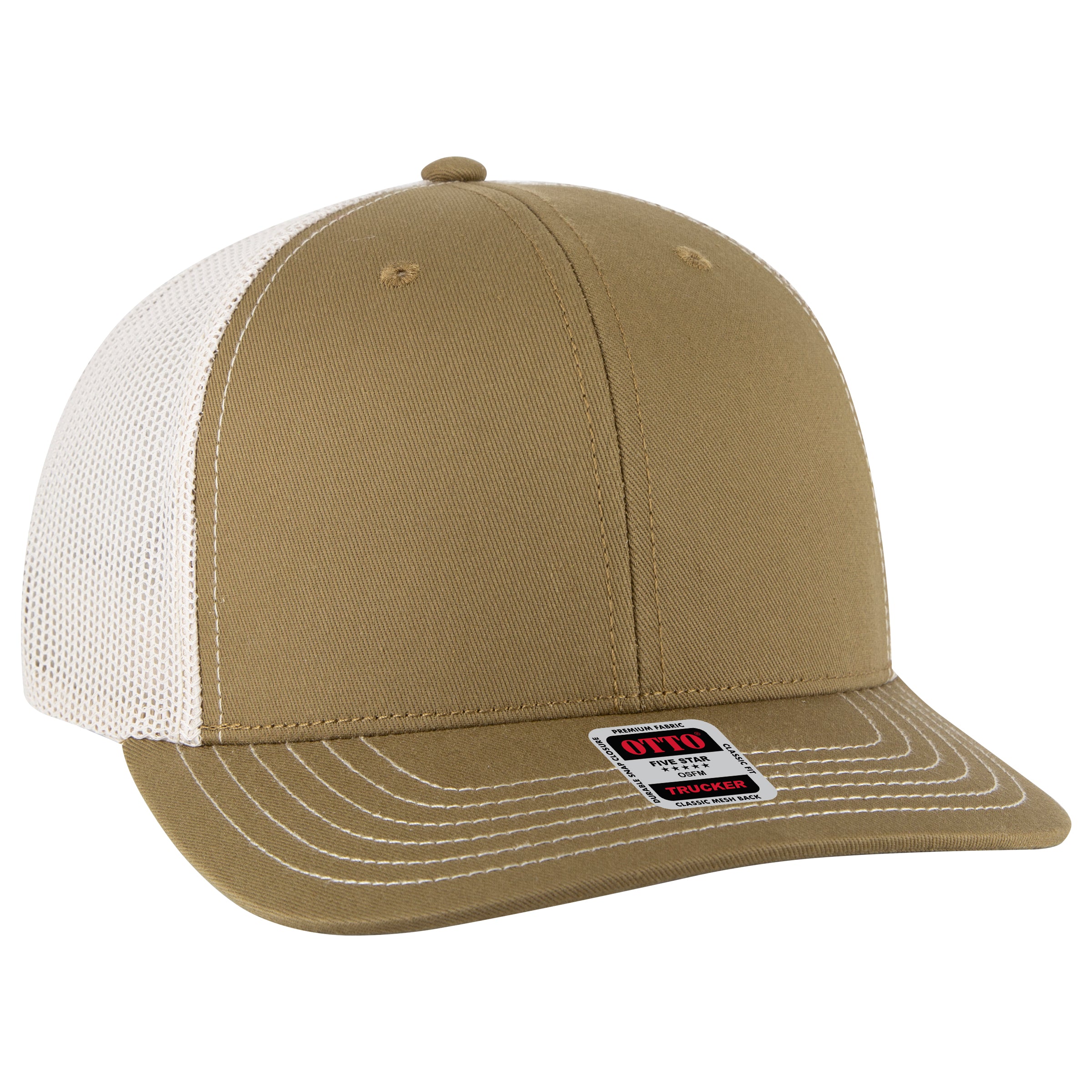 112-1 OTTO Cap 6 Panel Mid Profile Mesh Back Trucker Hat