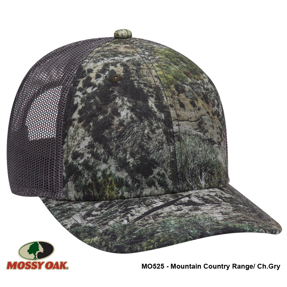 171-1293 OTTO CAP Mossy Oak Camouflage Superior Polyester Twill 6 Panel Low Profile Mesh Back Baseball Cap