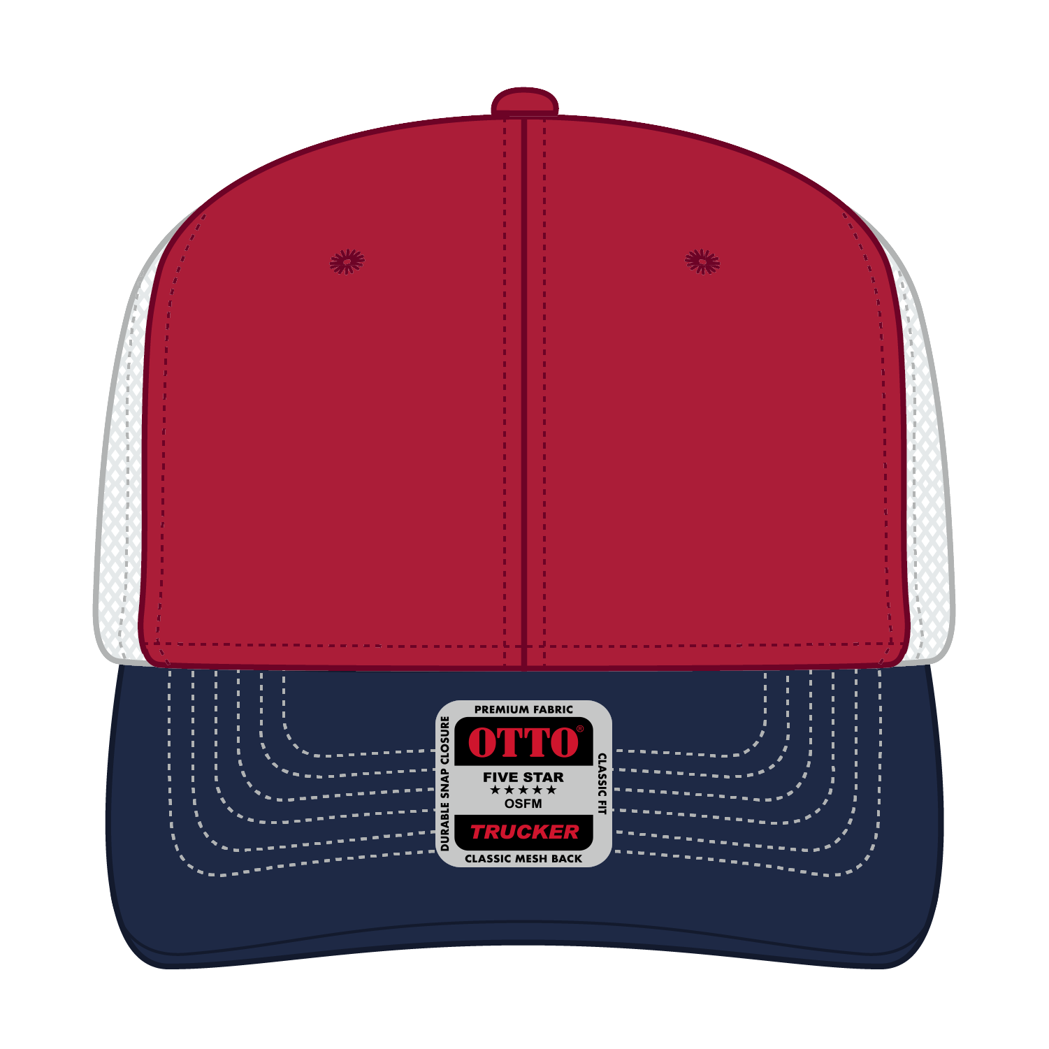 112-1 OTTO Cap 6 Panel Mid Profile Mesh Back Trucker Hat