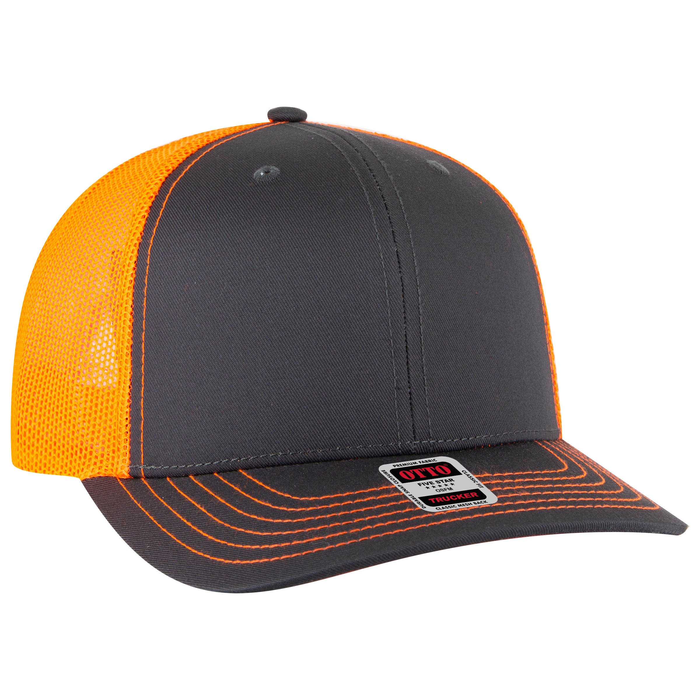 112-1 OTTO Cap 6 Panel Mid Profile Mesh Back Trucker Hat