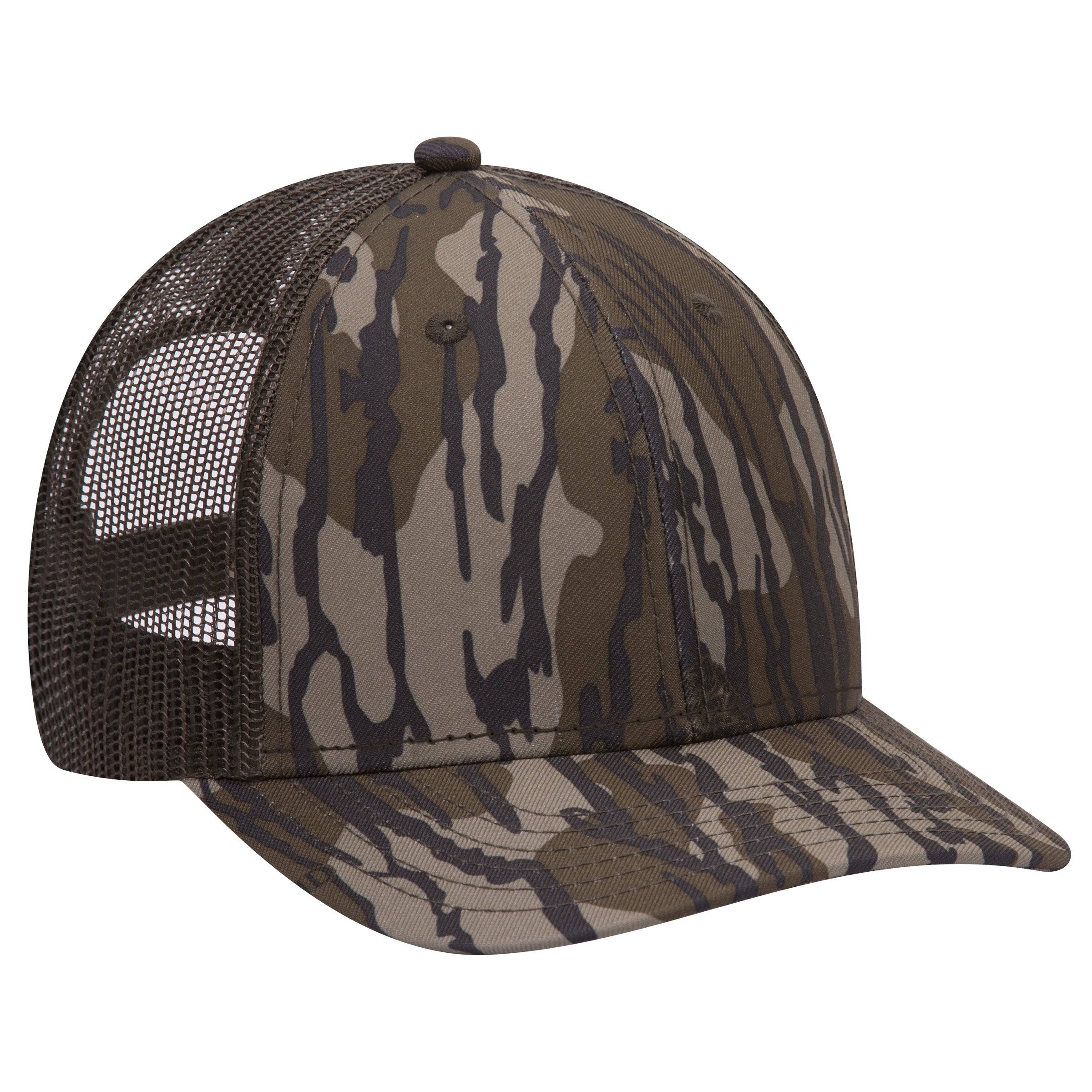 171-1293 OTTO CAP Mossy Oak Camouflage Superior Polyester Twill 6 Panel Low Profile Mesh Back Baseball Cap