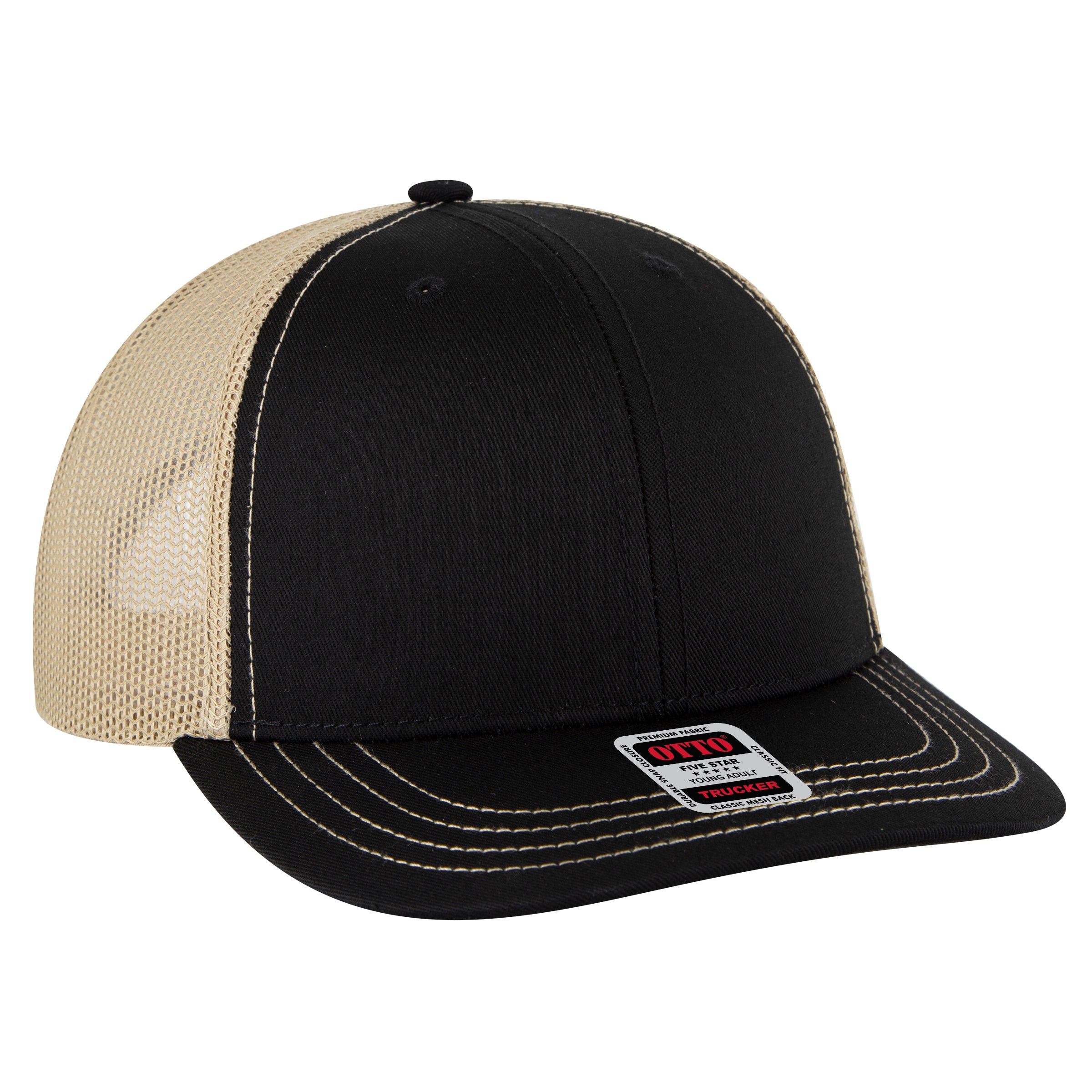 112-1 OTTO Cap 6 Panel Mid Profile Mesh Back Trucker Hat