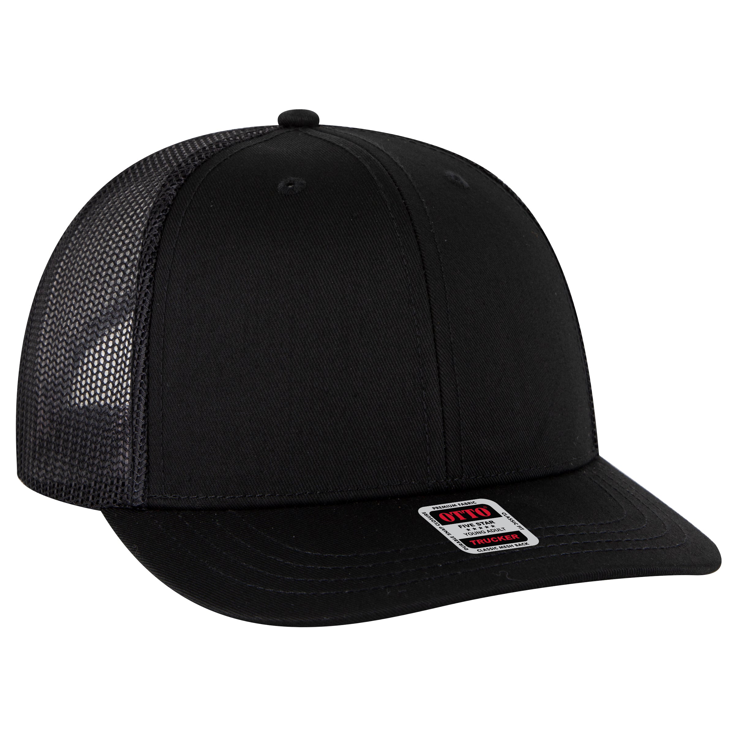 112-1 OTTO Cap 6 Panel Mid Profile Mesh Back Trucker Hat
