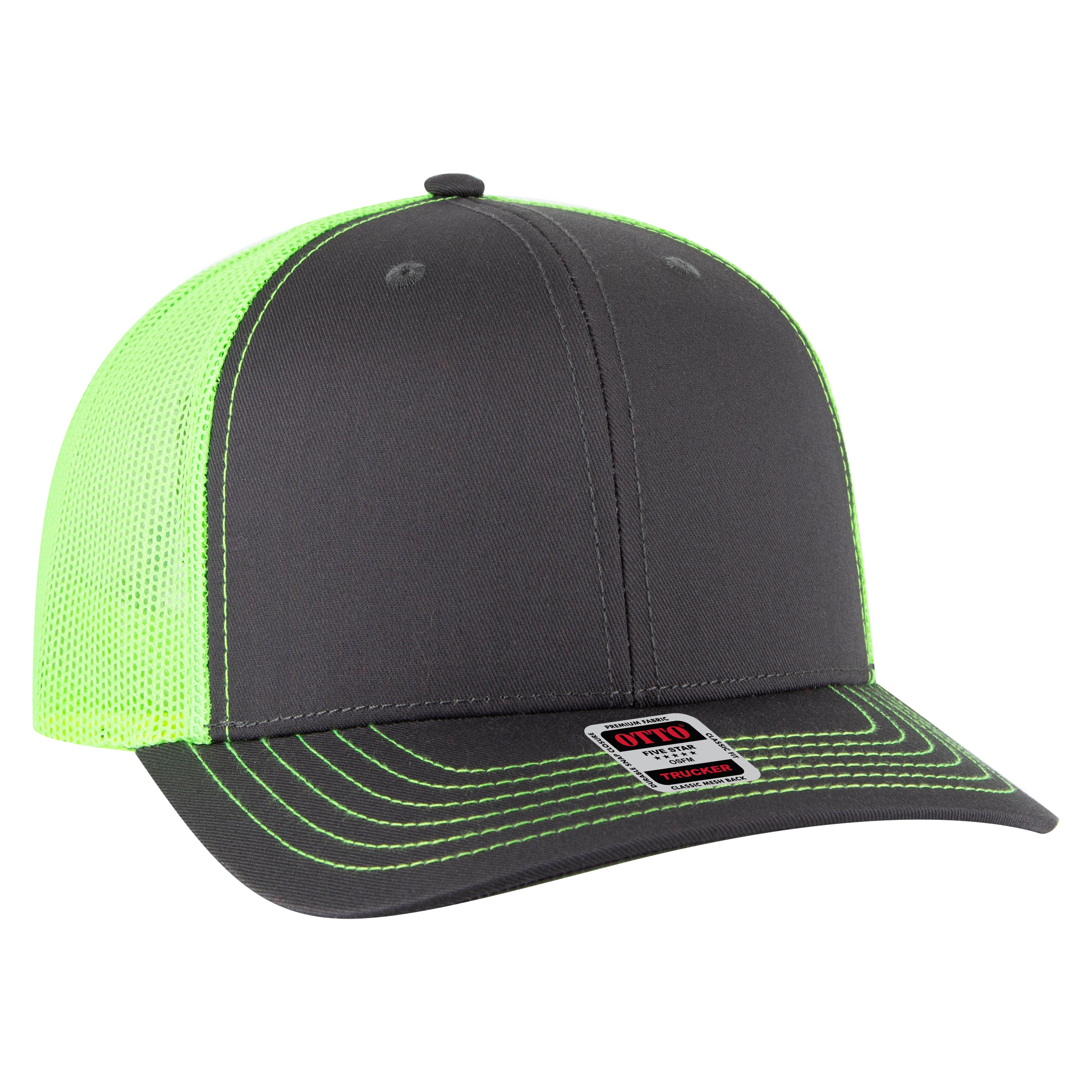 112-1 OTTO Cap 6 Panel Mid Profile Mesh Back Trucker Hat