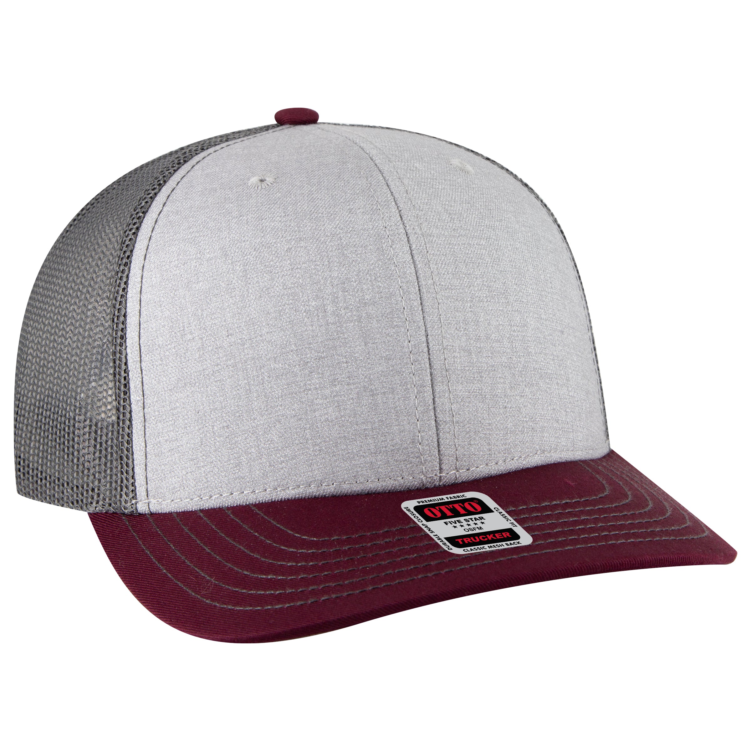 112-1 OTTO Cap 6 Panel Mid Profile Mesh Back Trucker Hat