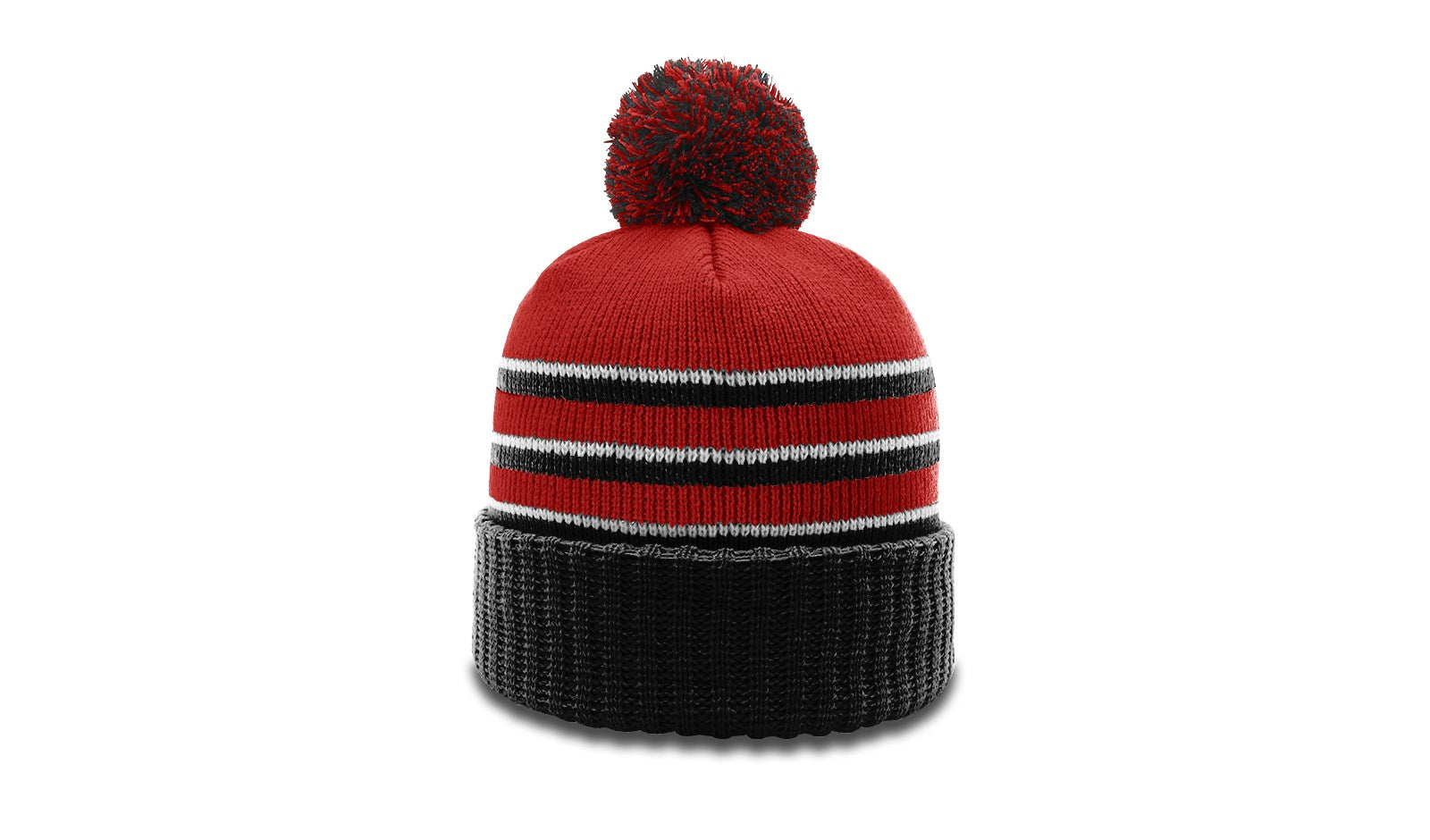 Richardson 134 Striped Beanie with Cuff &amp; Pom