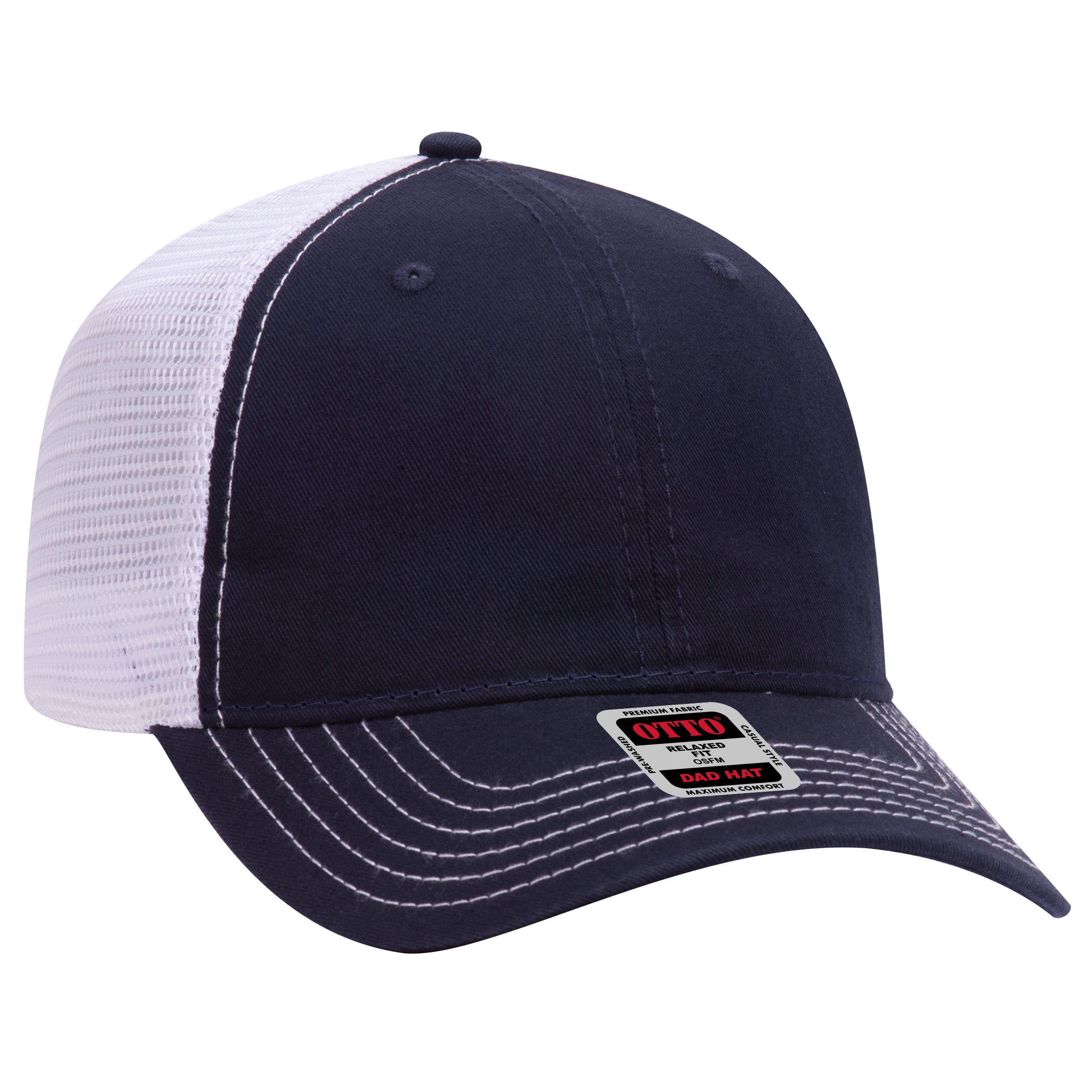121-858 OTTO CAP 6 Panel Low Profile Mesh Back Trucker Dad Hat