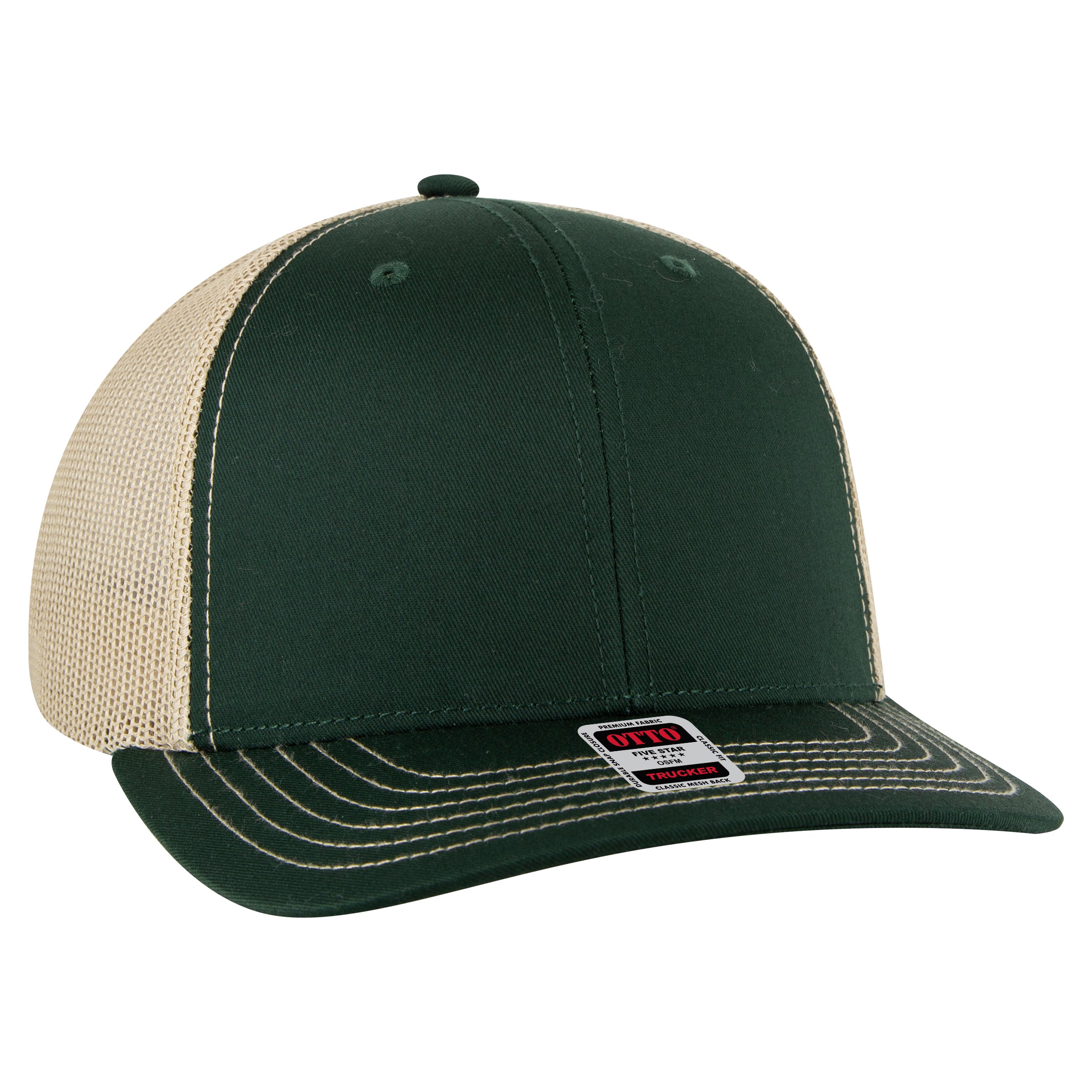 112-1 OTTO Cap 6 Panel Mid Profile Mesh Back Trucker Hat