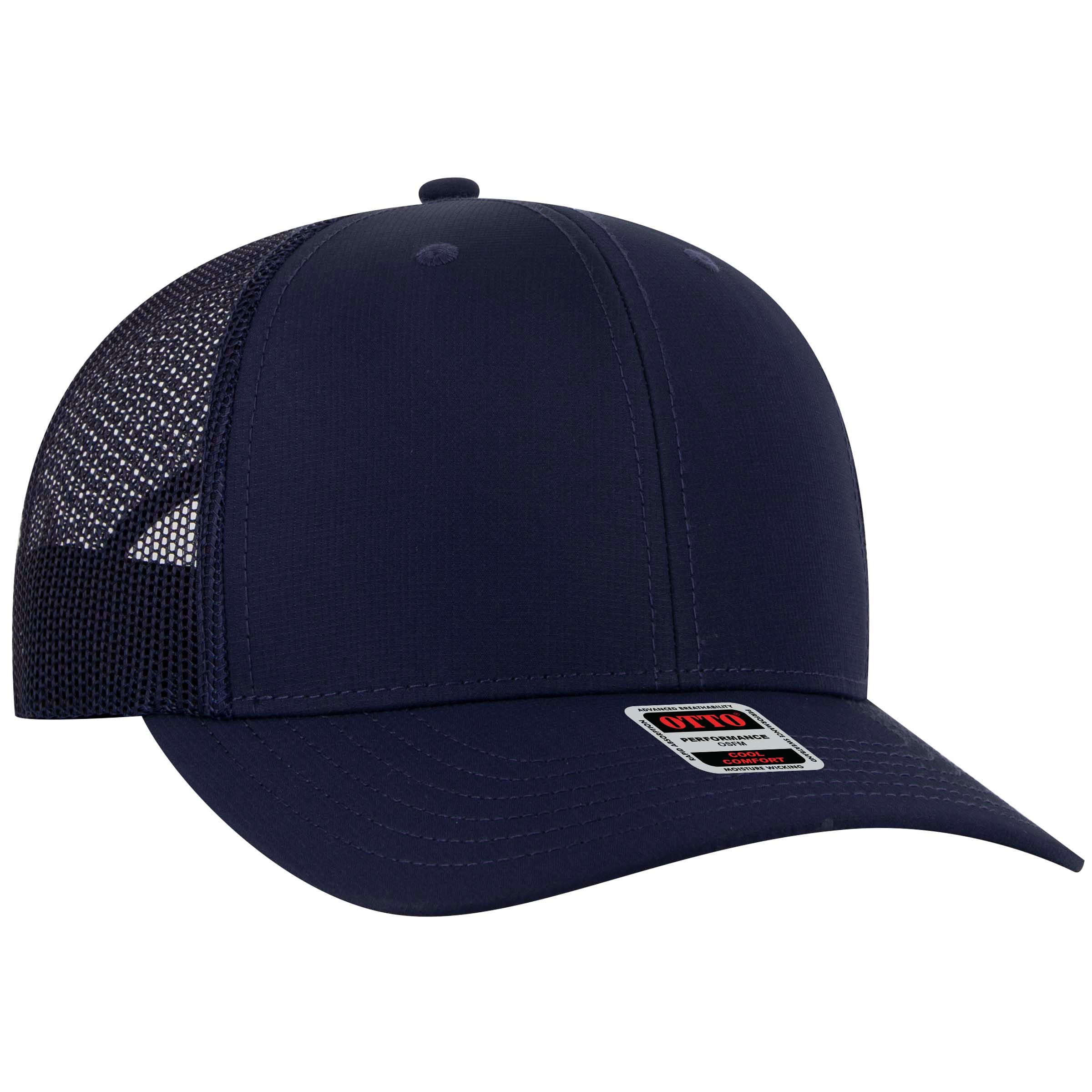 112-3 OTTO Cap 6 Panel Mid Profile Mesh Back Trucker Hat