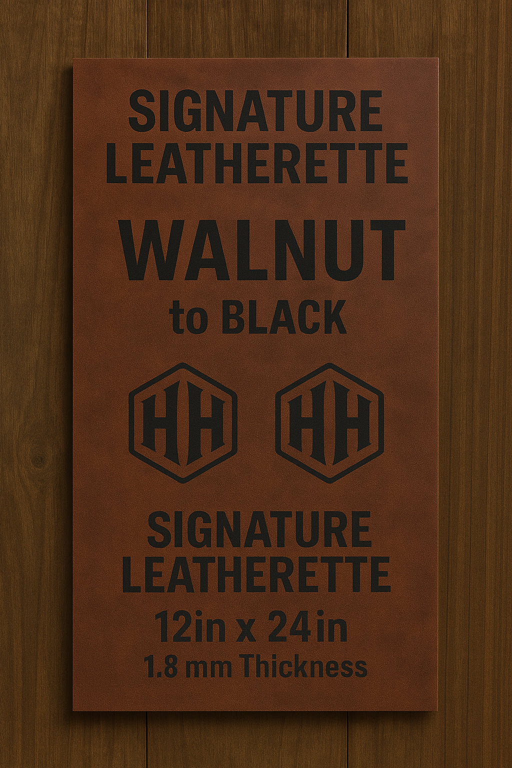 Signature Leatherette in Walnut to Black, 12"×24", close-up texture view.